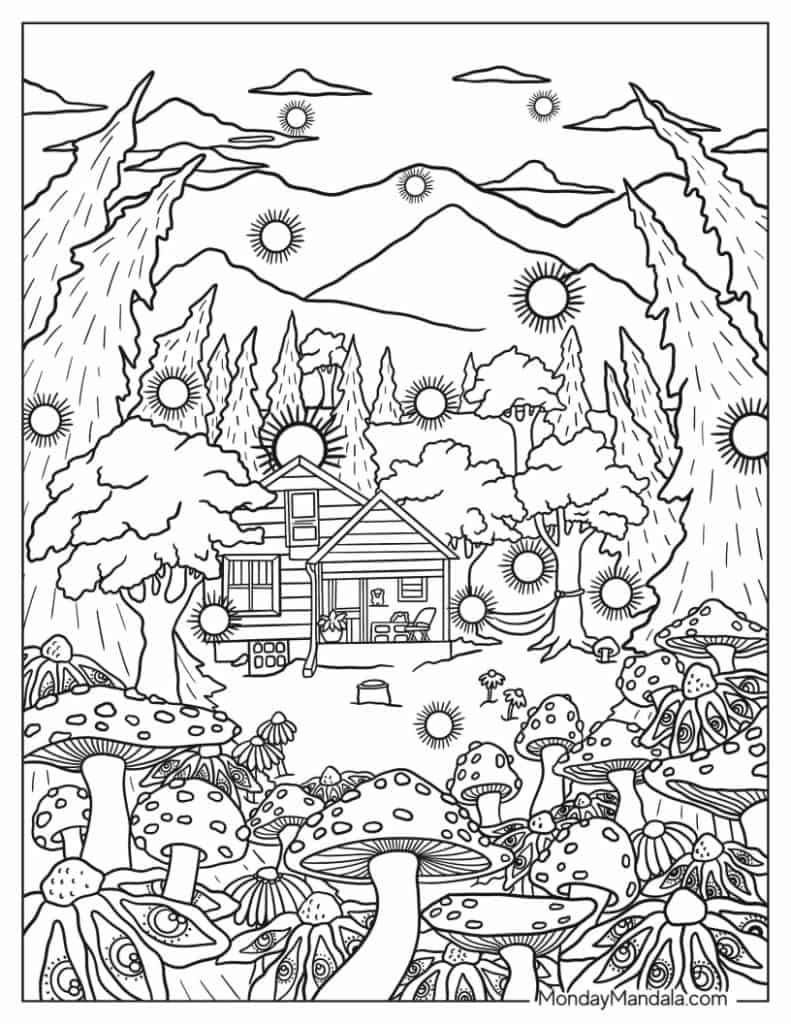 Mushroom coloring pages free pdf printables