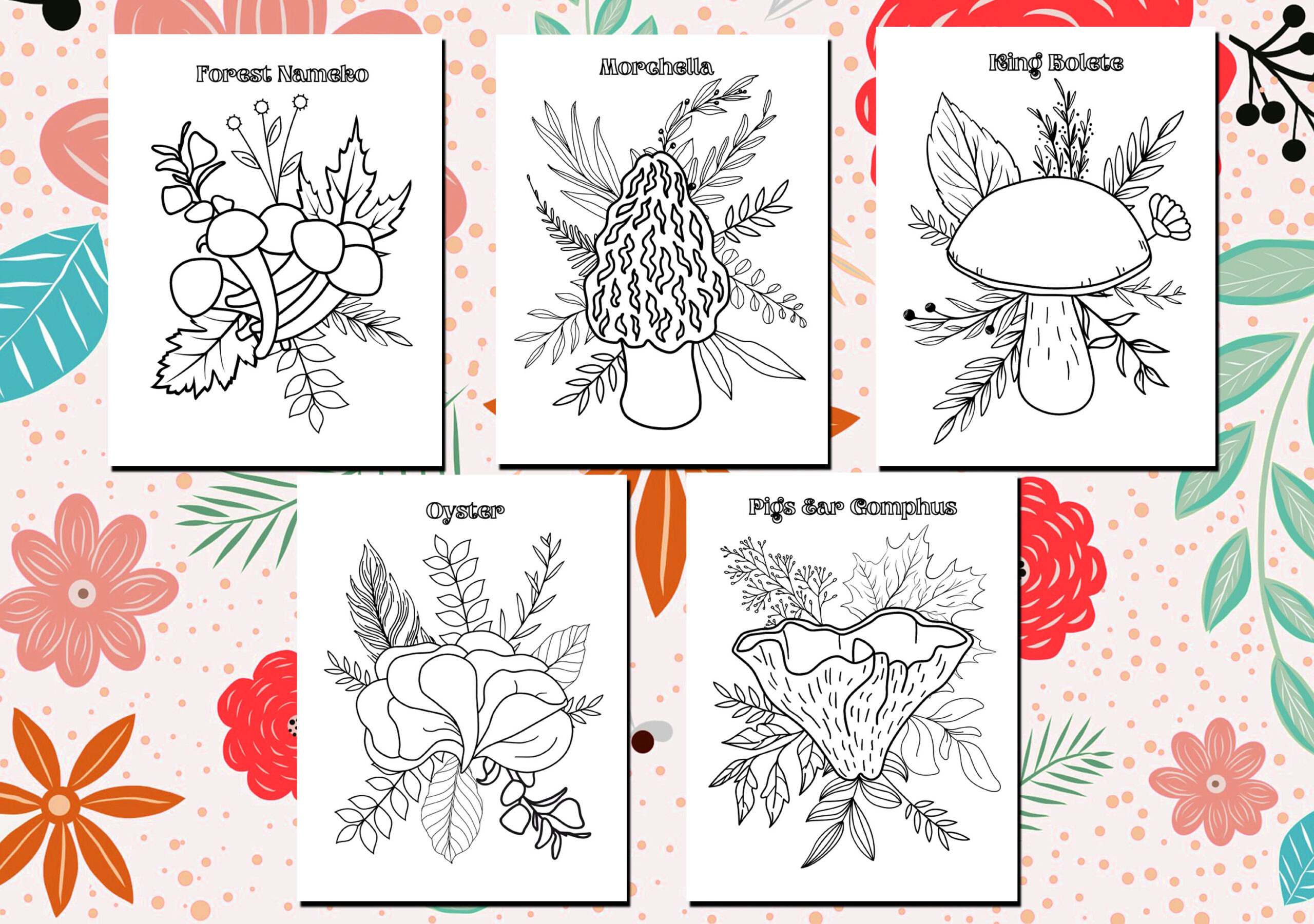 Edible mushroom coloring page printables