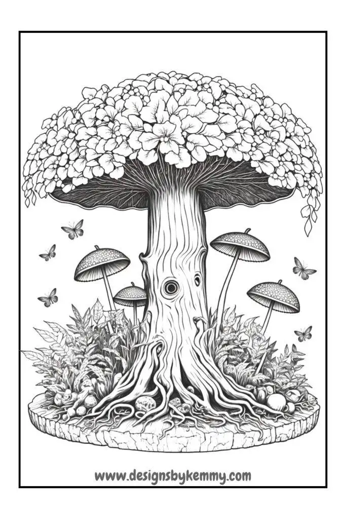 Mushroom coloring pages for adults