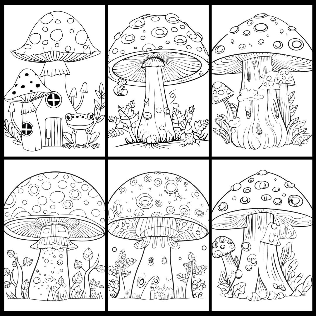 Mushroom marvelous mushroom coloring pages printable pdf