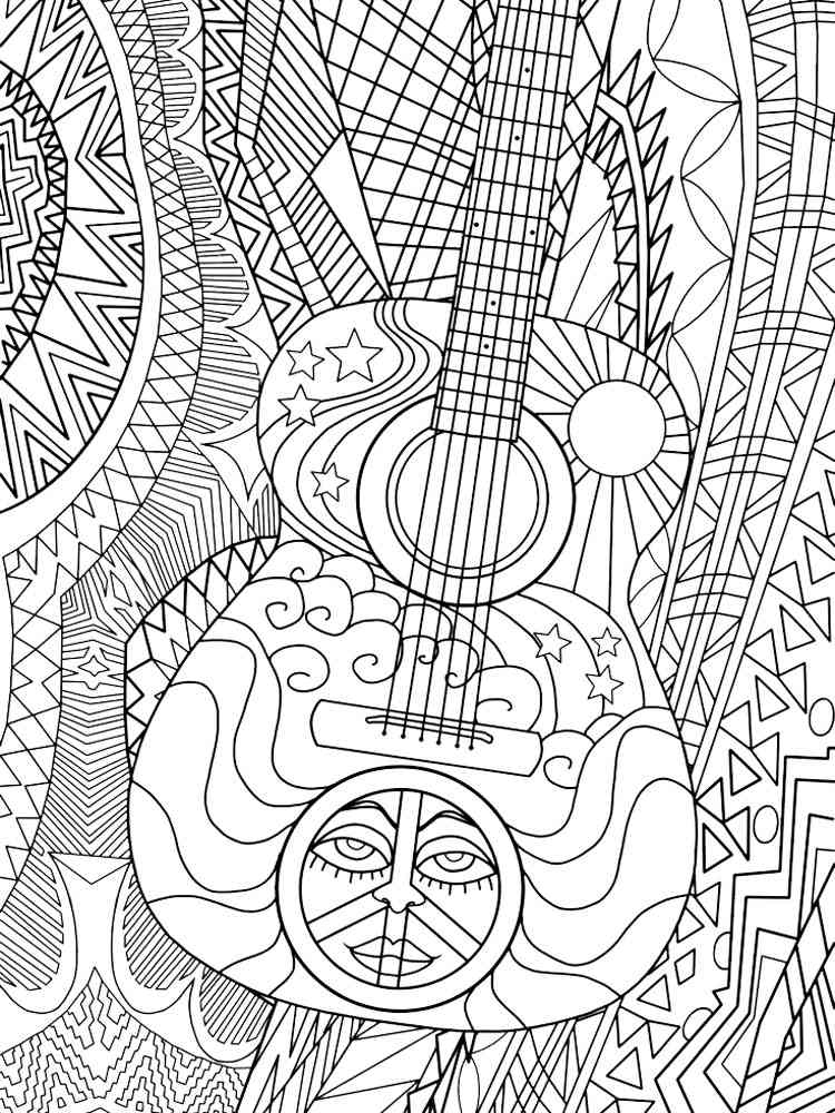 Musical instruments coloring pages for adults