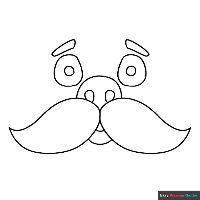 Mustache coloring page easy drawing guides