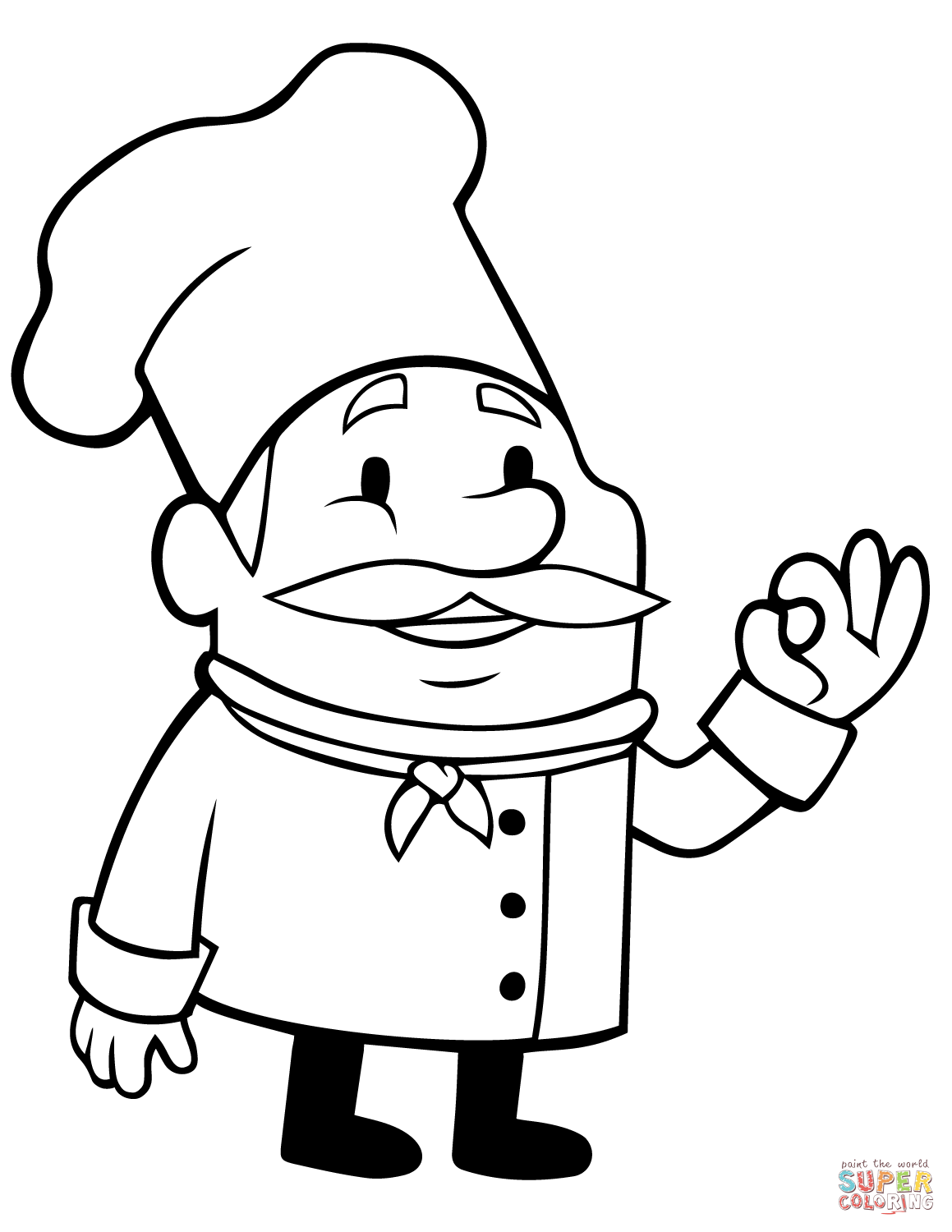 Chef with a mustache coloring page free printable coloring pages