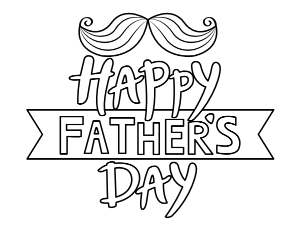 Printable happy fathers day mustache coloring page