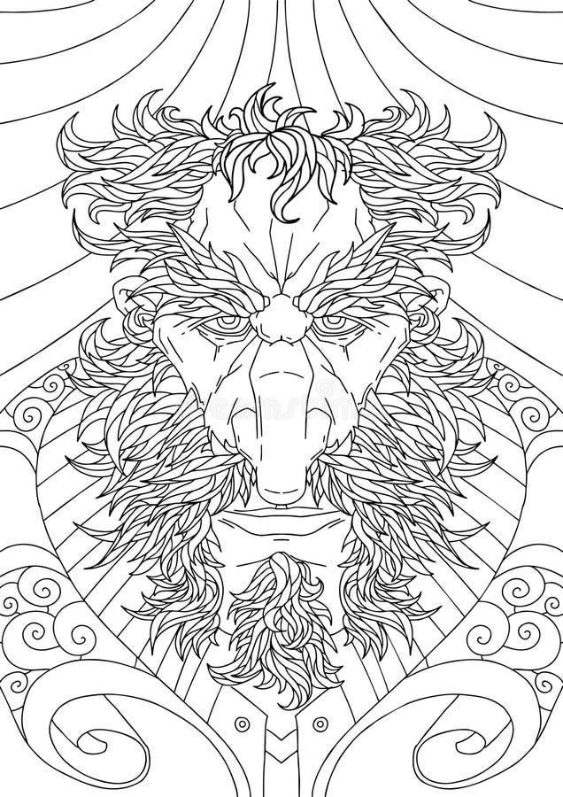 Bearded man with mustache for adult coloring pages tattoo art ethnic patterned t