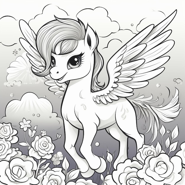 Premium ai image coloring pages for kids to print my little pony coloring pages generative ai