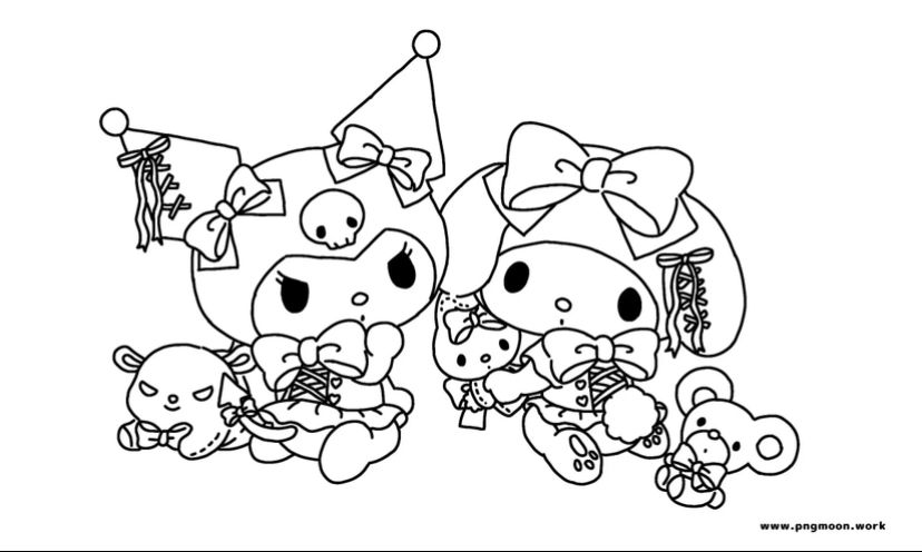 Kuromi and my melody coloring book art hello kitty colouring pages coloring pages