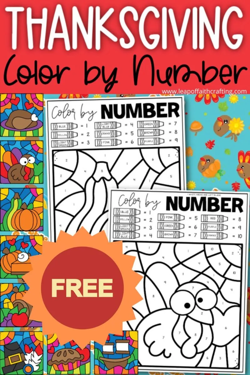 Free thanksgiving color by number printables