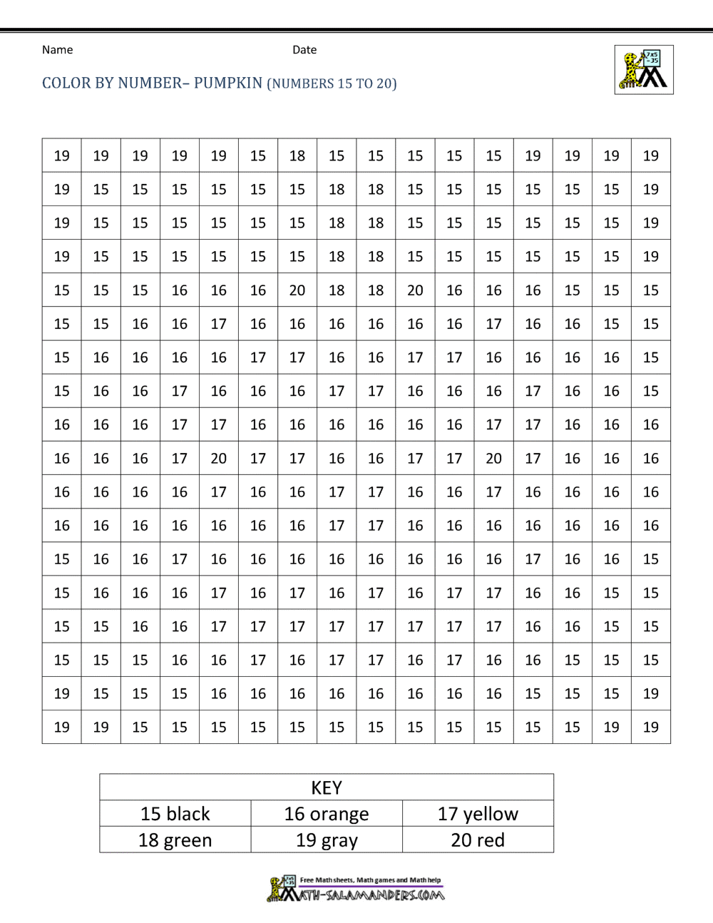 Halloween color by number