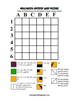 Pumpkin mystery grid picture lesson plan of happiness