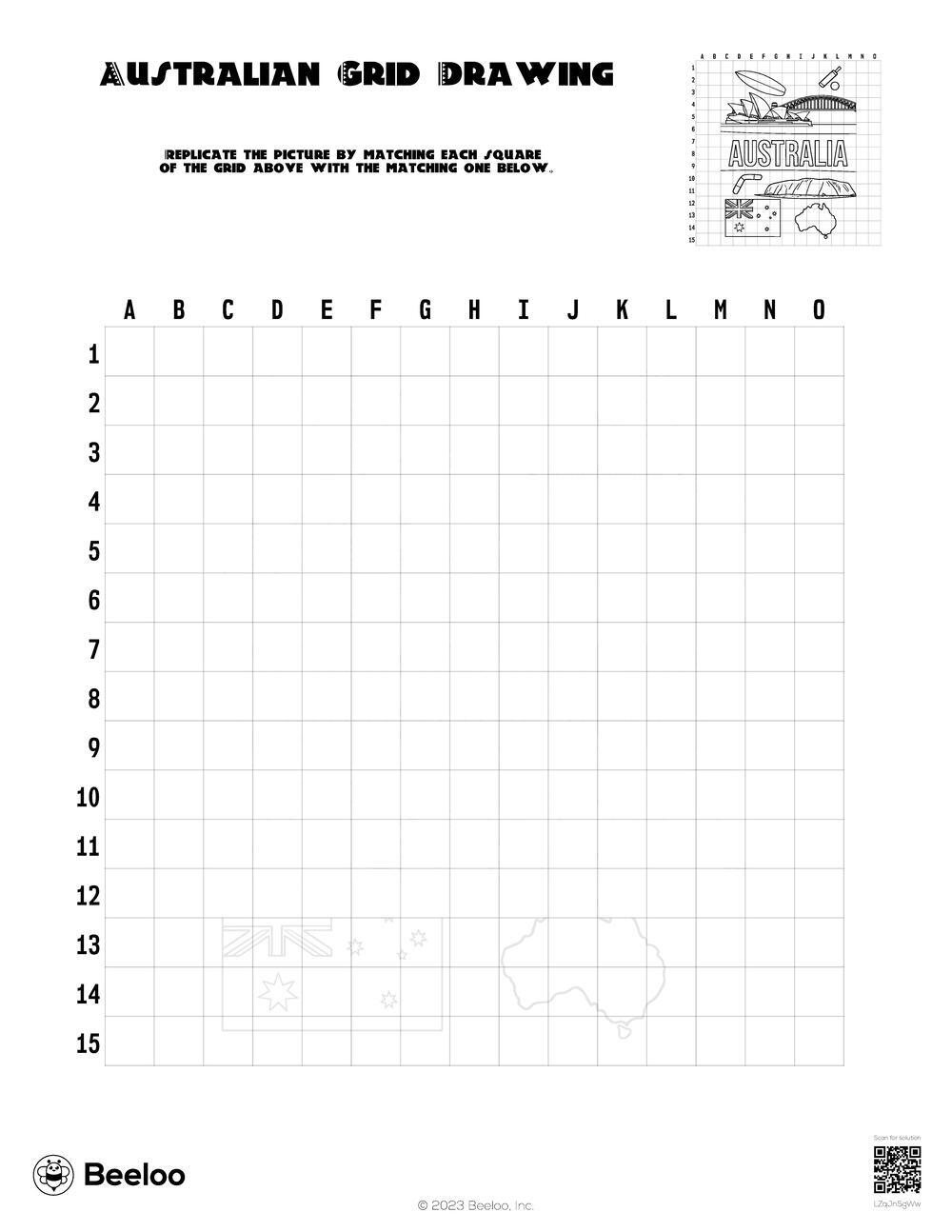 Australian grid drawing â printable crafts and activities for kids