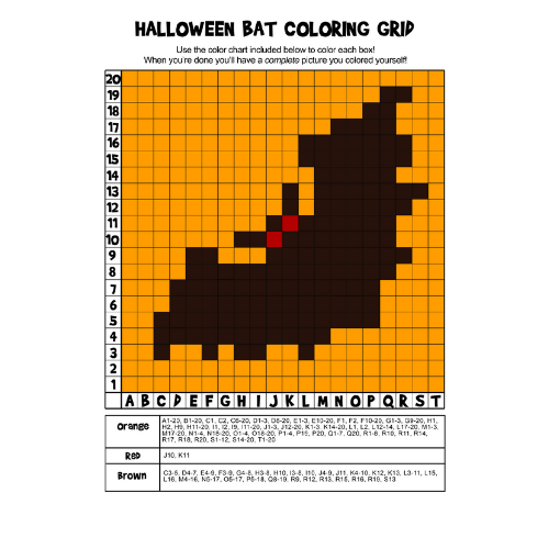 Halloween mystery pictures grid coloring pages for kids made by teachers