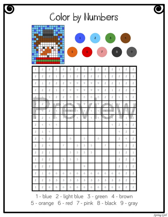 Christmas mystery pictures printable color by number sheets math winter activities kids home education instant download coloring