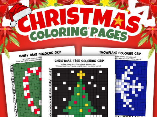 Christmas mystery pictures grid coloring pages for kids teaching resources