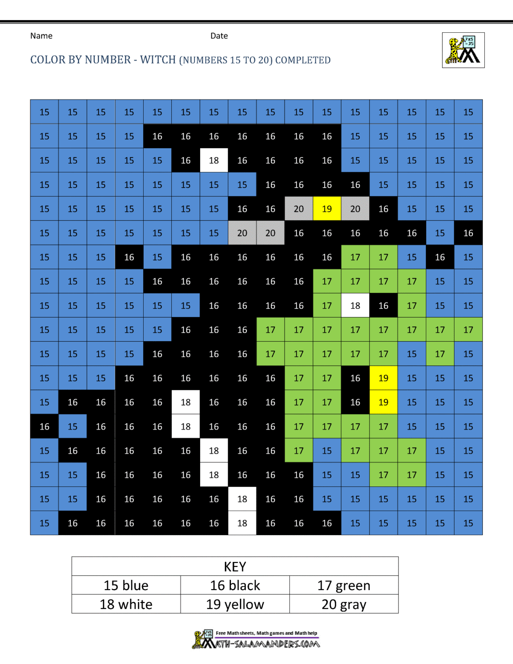 Halloween color by number