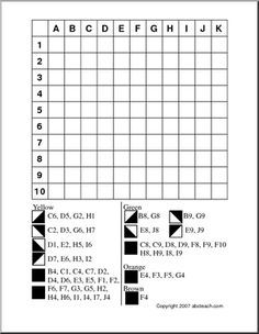 Mystery grid art worksheets