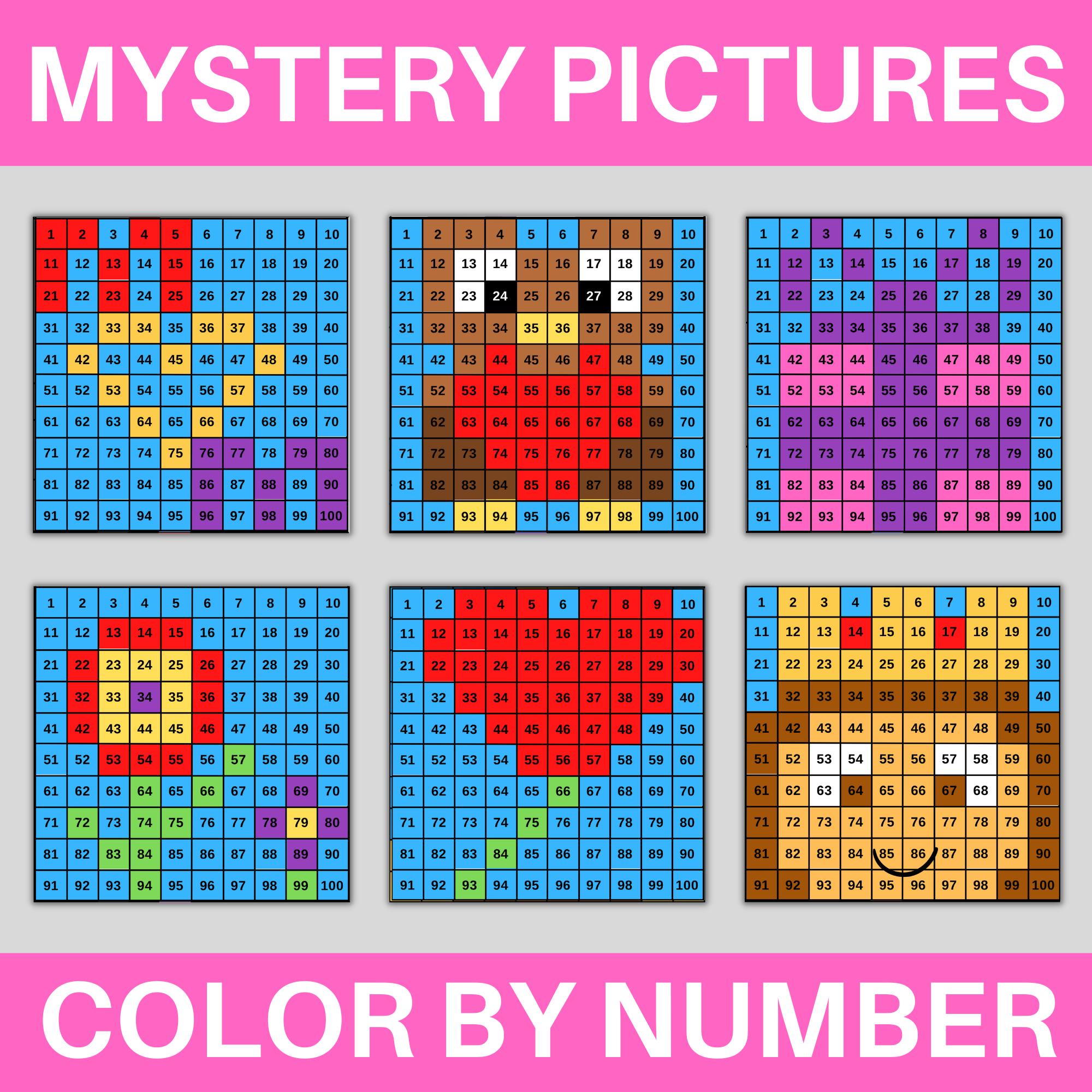 Mothers day hundred chart mystery pictures color by number made by teachers