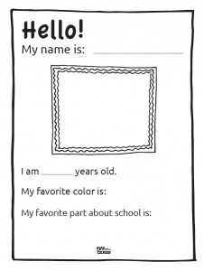 Hello my name is printable coloring page