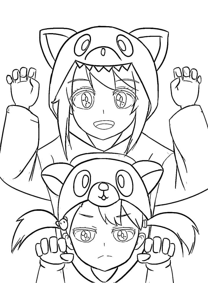 Cute characters from your name coloring page