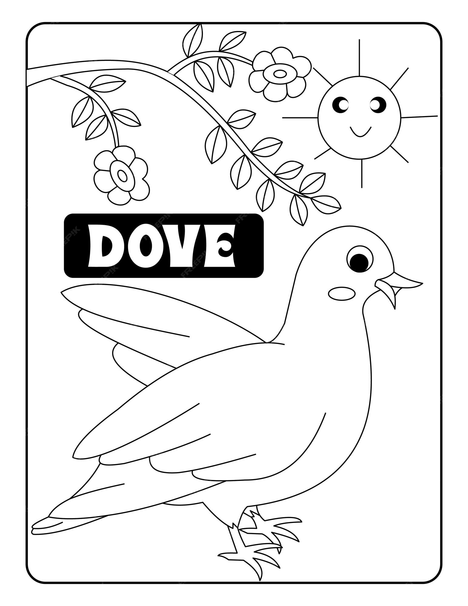 Premium vector bird with name coloring pages print ready