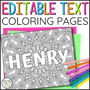 Editable name coloring pages student names activity printable sheets