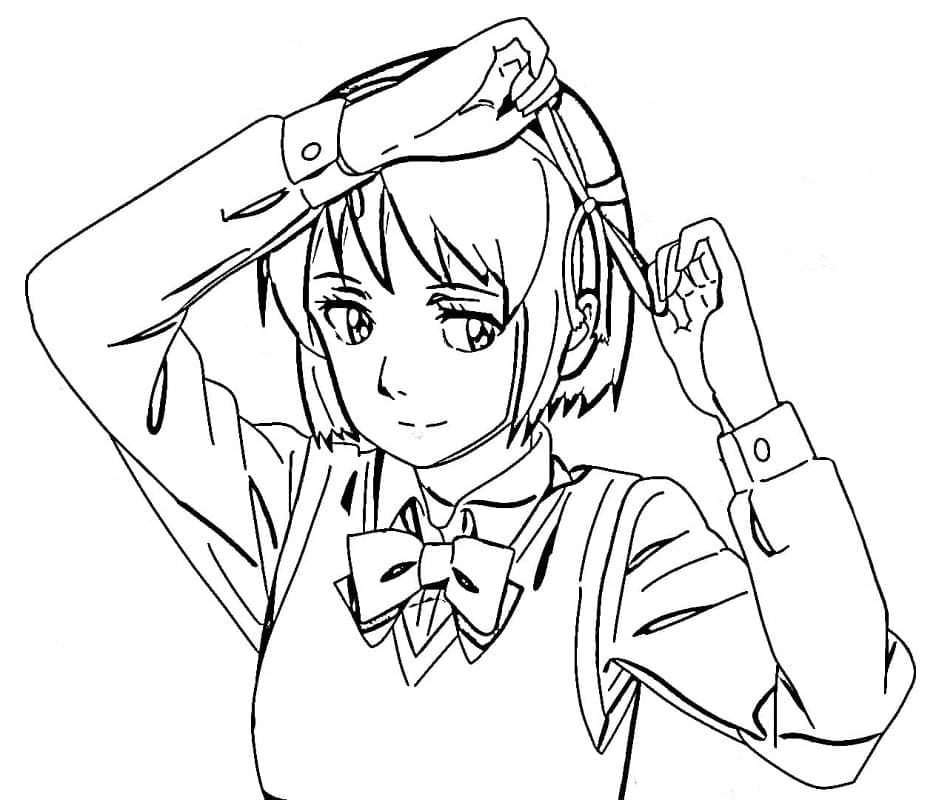 Girl from anime your name coloring page