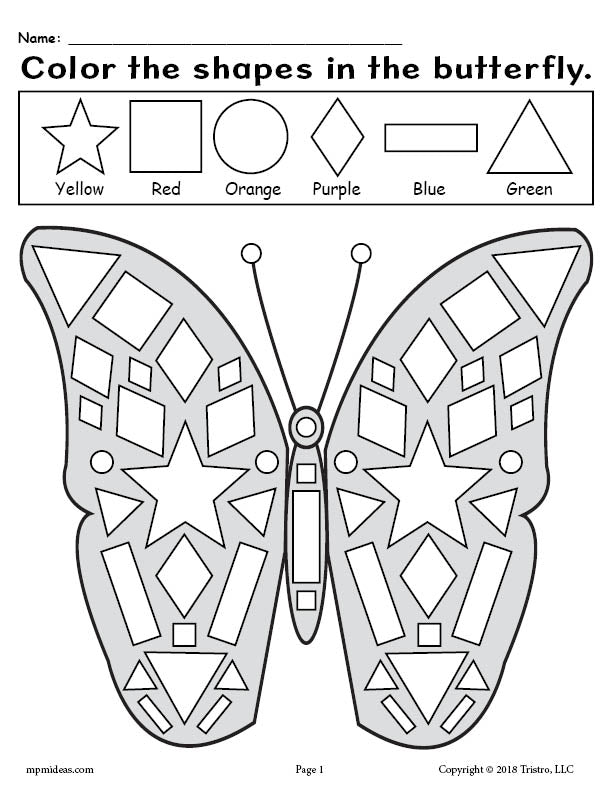 Printable butterfly shapes coloring pages â