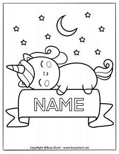 Unicorn editable name coloring pages free printable