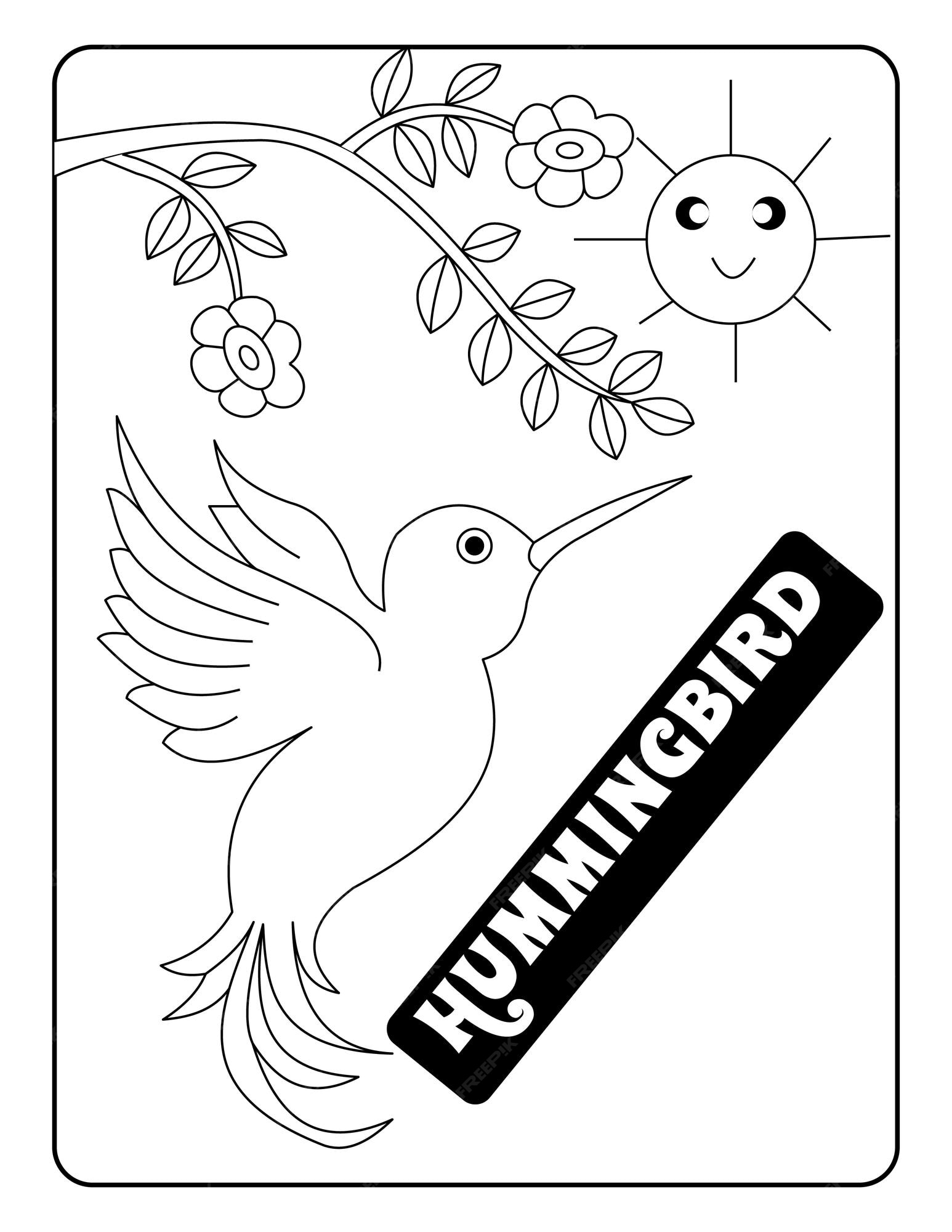 Premium vector bird with name coloring pages print ready