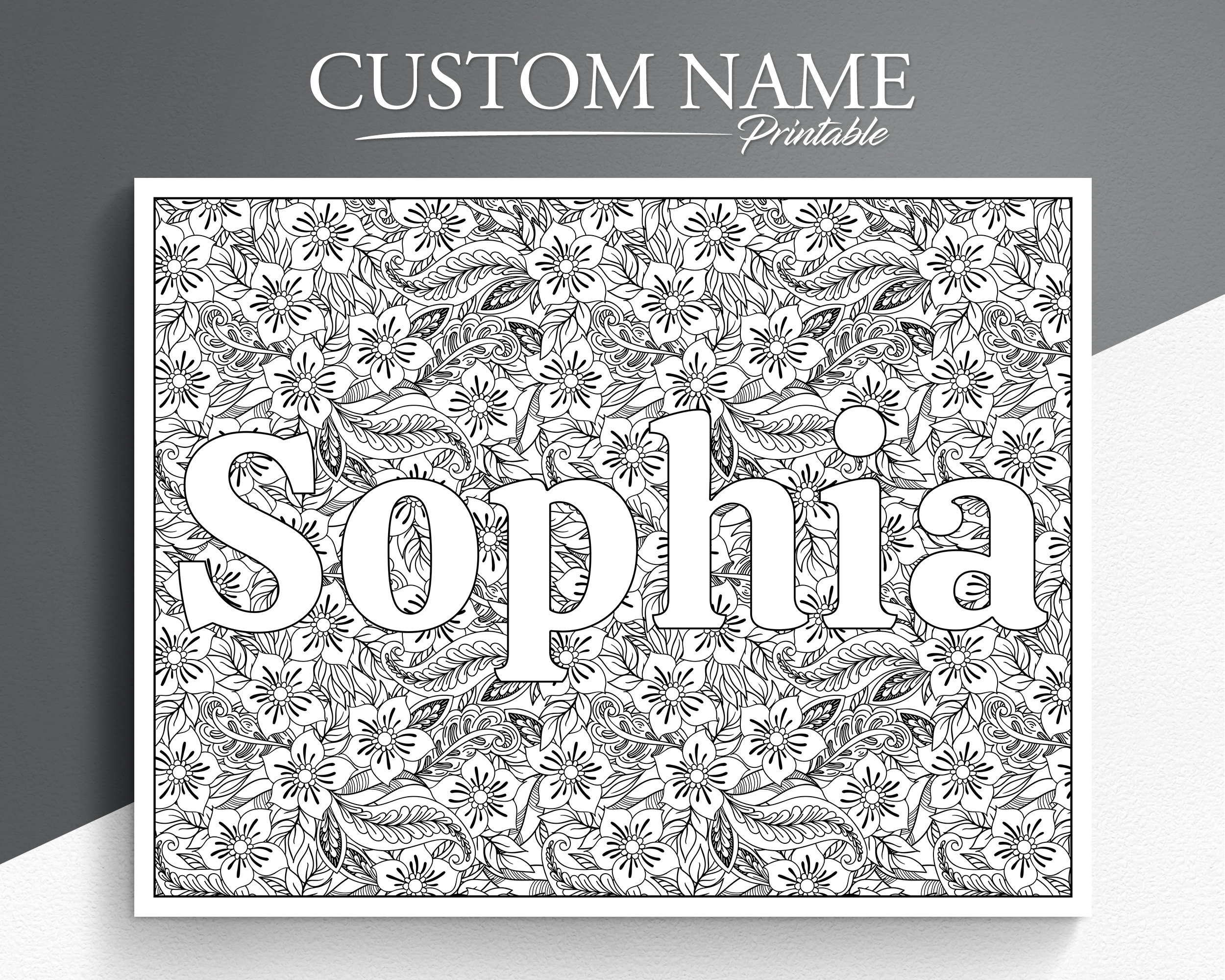 Custom name coloring page custom name print custom color page personalized coloring page