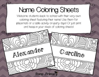 Personalized name coloring sheets