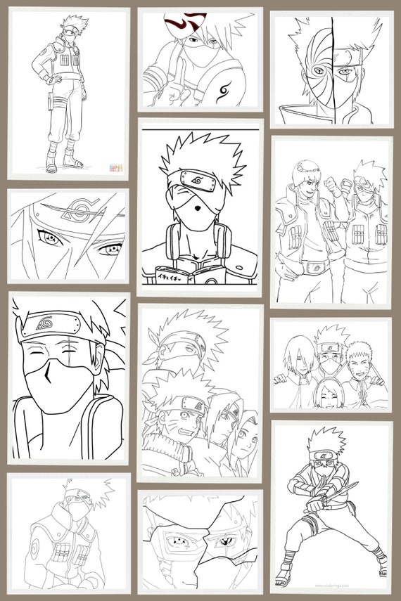 Kakashi coloring pages printable sketch outline lineart to color anime coloring printable naruto