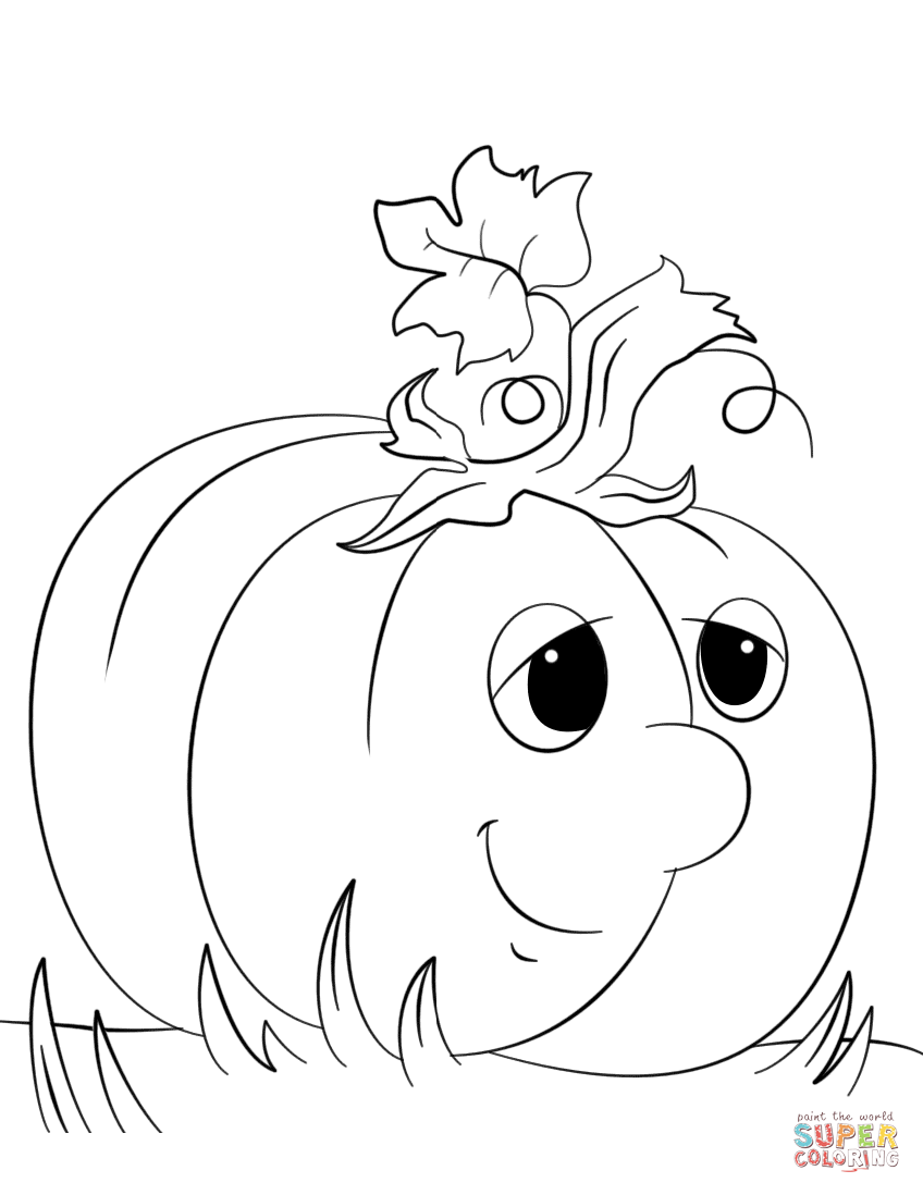 Cute cartoon pumpkin coloring page free printable coloring pages