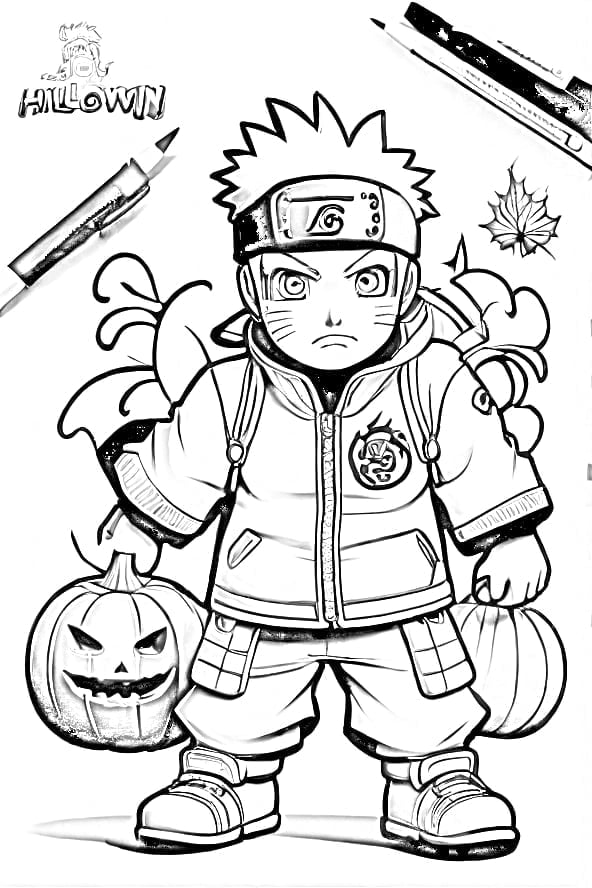 Naruto halloween pumkin coloring pages