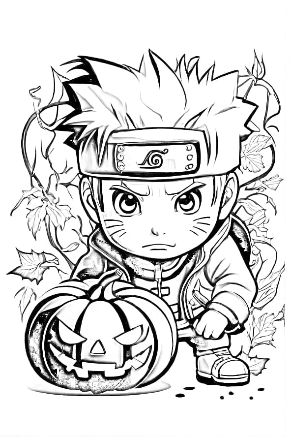 Naruto halloween pumkin coloring pages