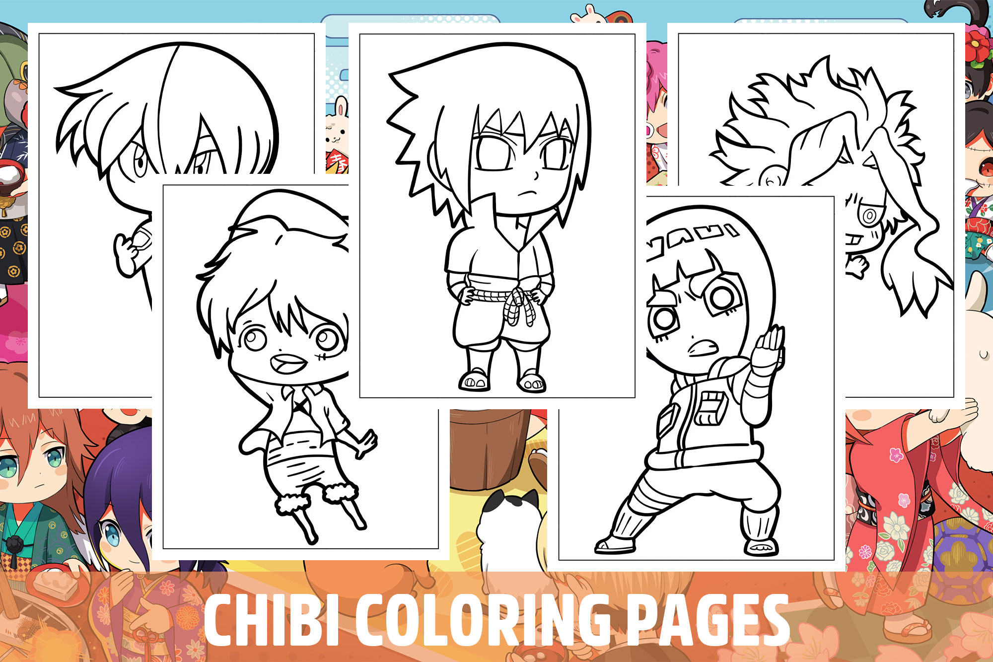 Chibi coloring pages for kids girls boys teens birthday school activity made by teachers