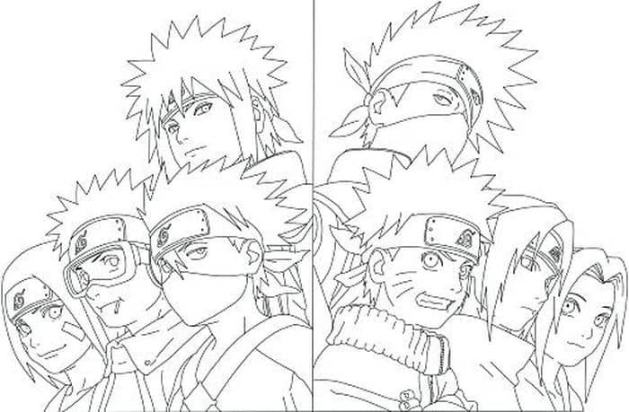 Naruto team coloring pages naruto drawings naruto painting manga coloring book