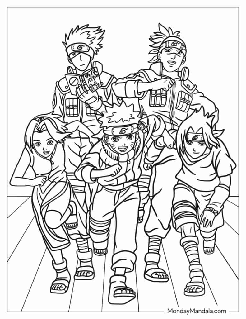 Anime coloring pages free pdf printables