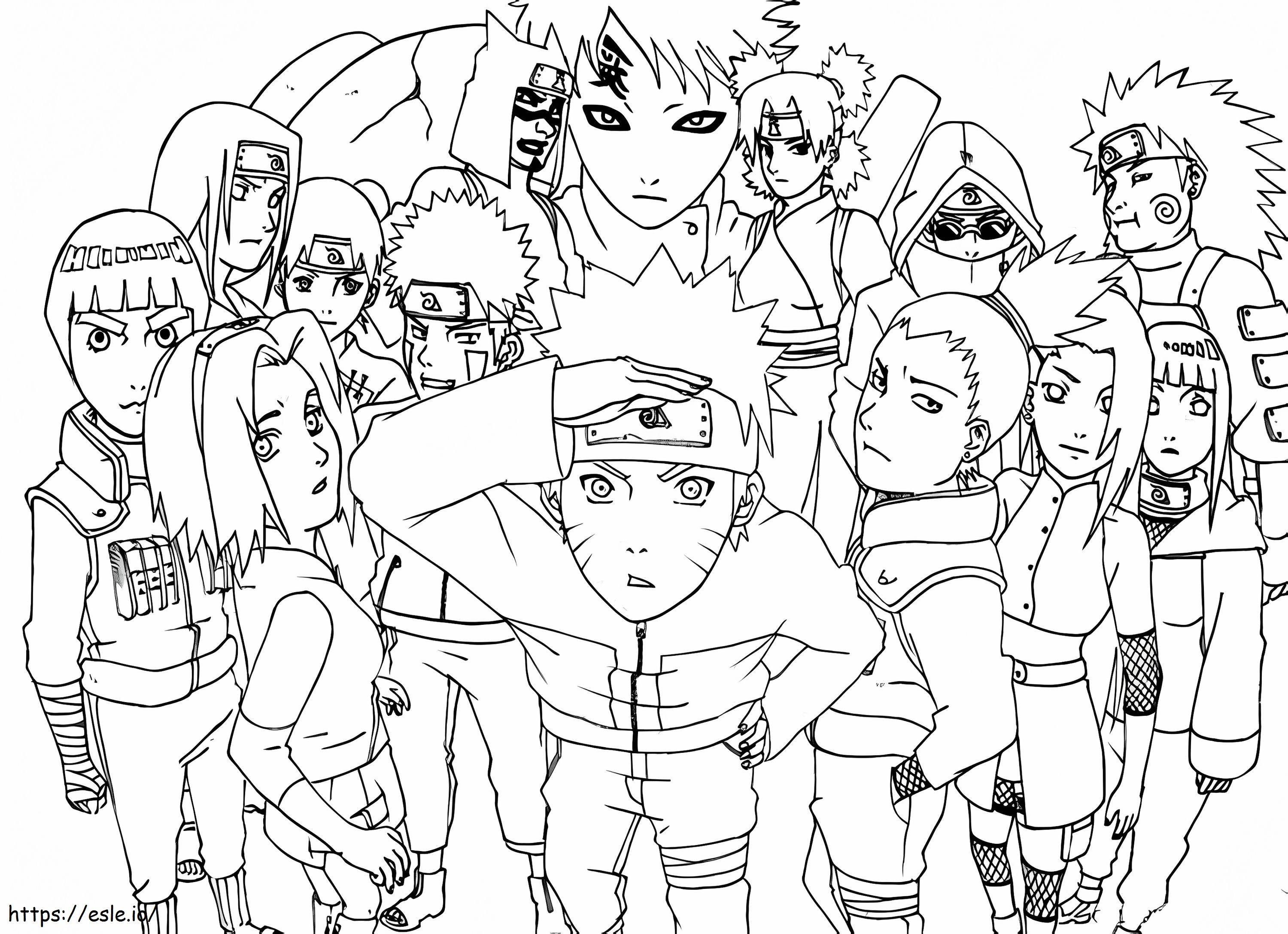 Naruto shippuden all characters coloringfreecom coloring page