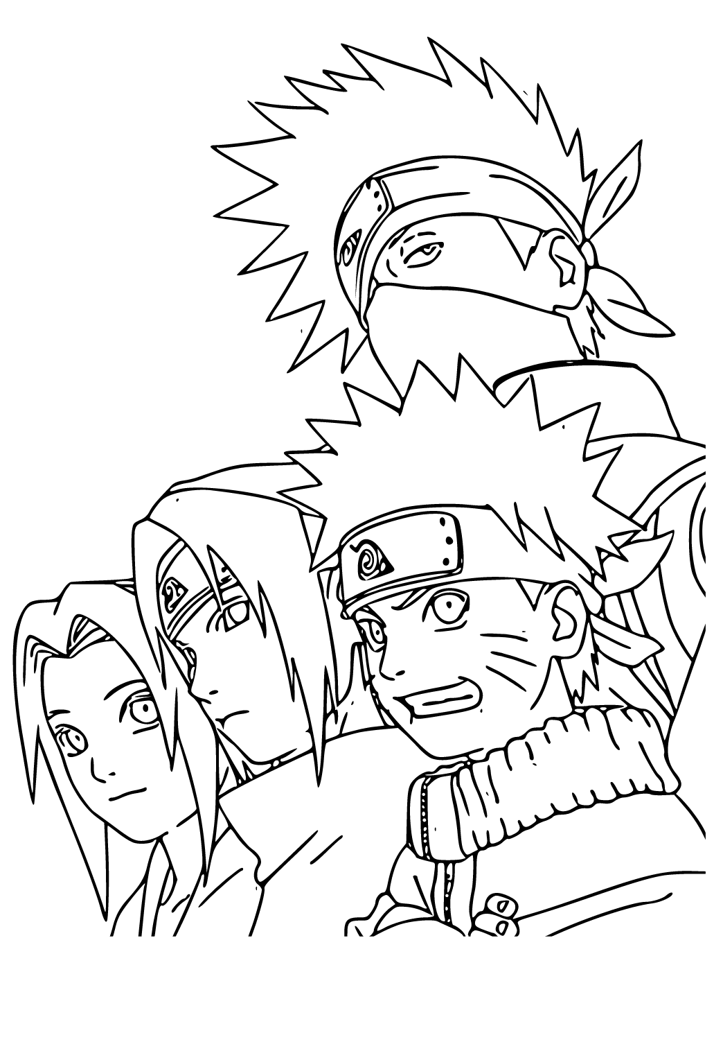 Free printable naruto faces coloring page sheet and picture for adults and kids girls and boys