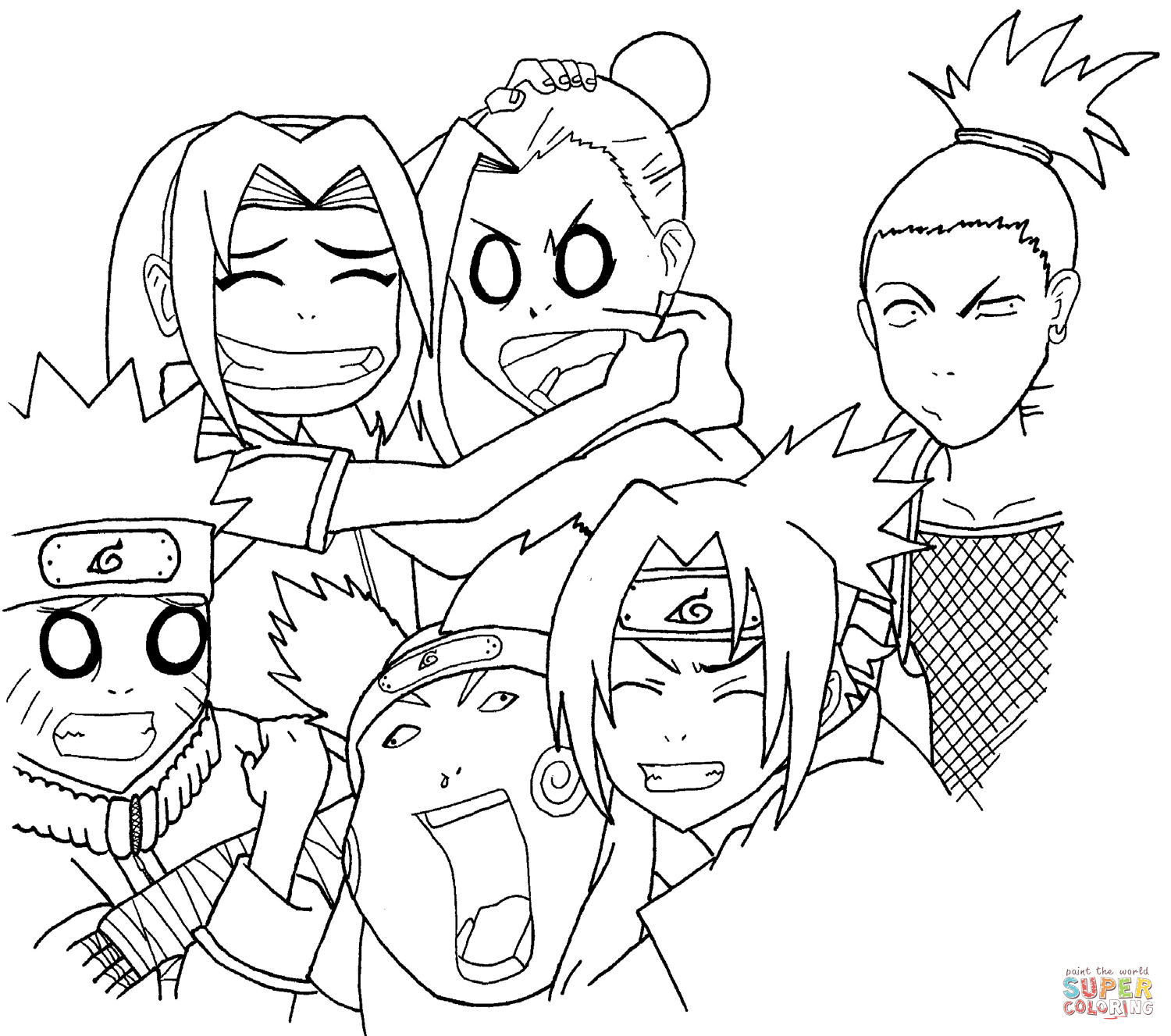 Naruto squad and coloring page free printable coloring pages