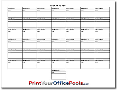 Nascar square office pool