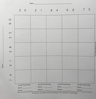 Football squares boards line strip card bo includes square football sheets boards line football strip cards perfect for football pools superbowl nflfundraising sports outdoors