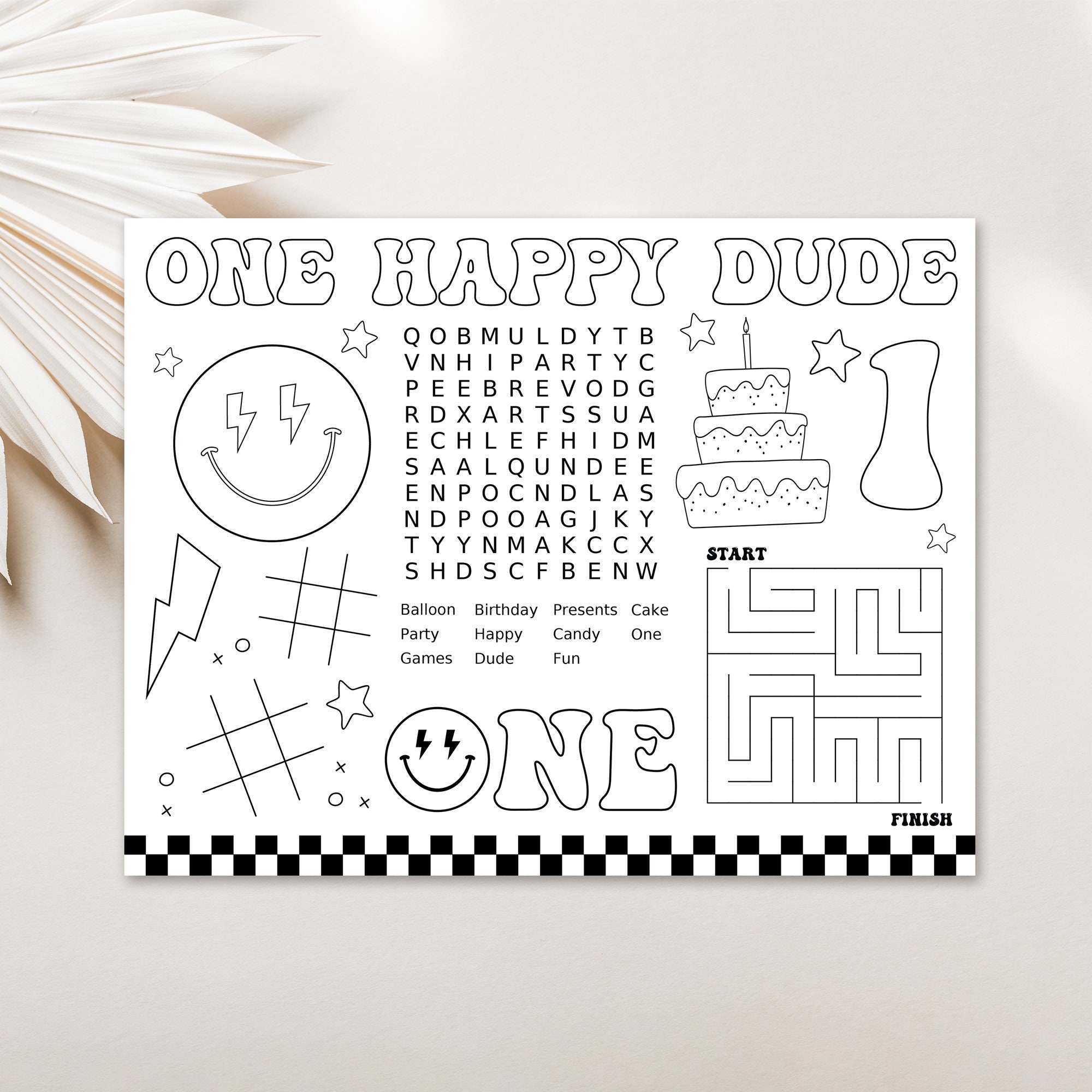 One happy dude party coloring page happy dude activity page one happy dude birthday party activity printable one happy dude party game