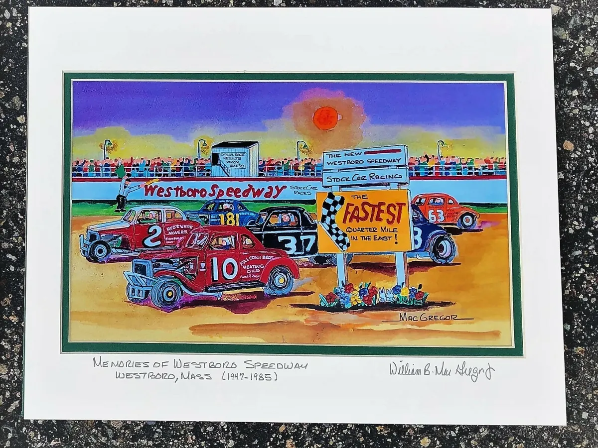 Westboro speedway art print nascar short track racing race car driver gift