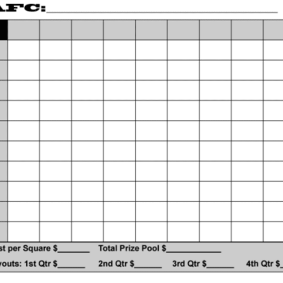 Instructions how to make a super bowl squares betting pool