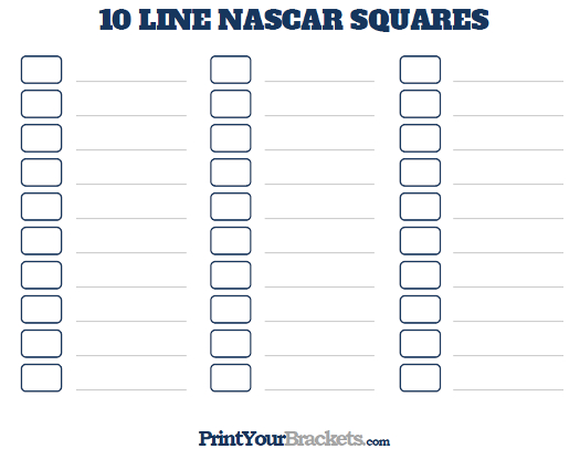 Printable line nascar square pool