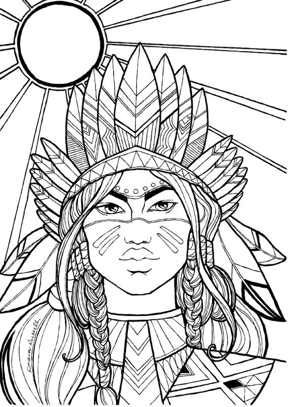 Native american colouring page