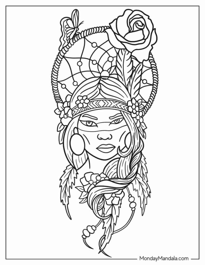 Dreamcatcher coloring pages free pdf printables