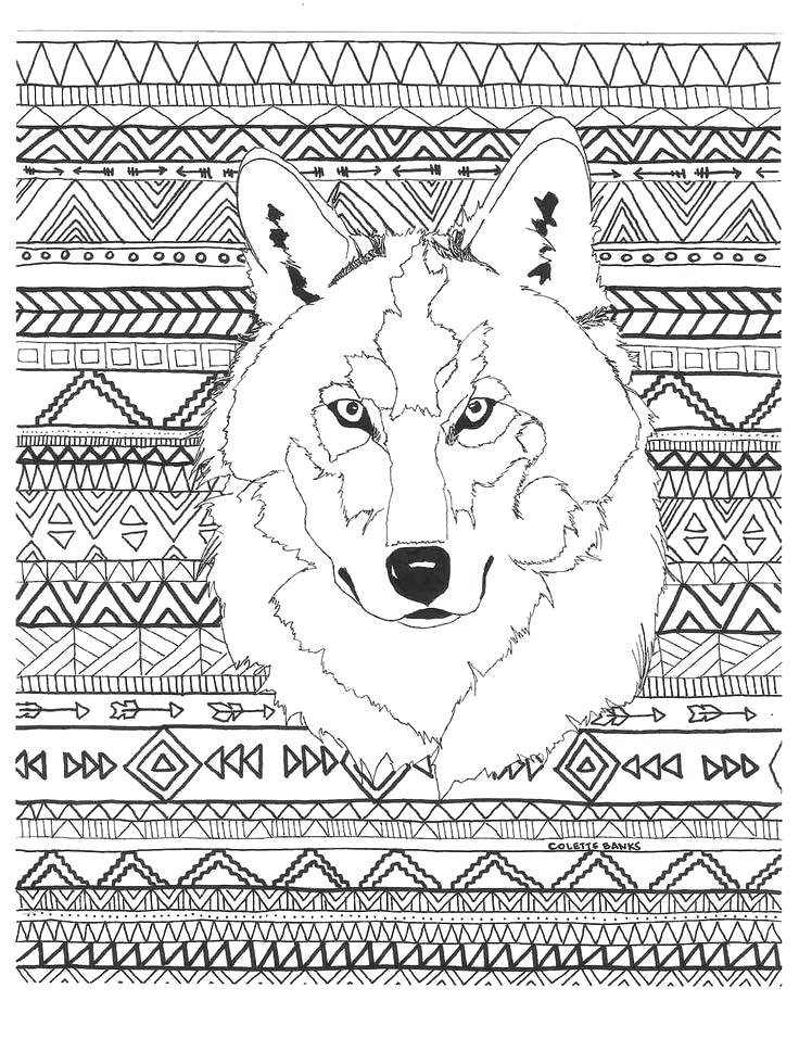 Wolf coloring pages for adults